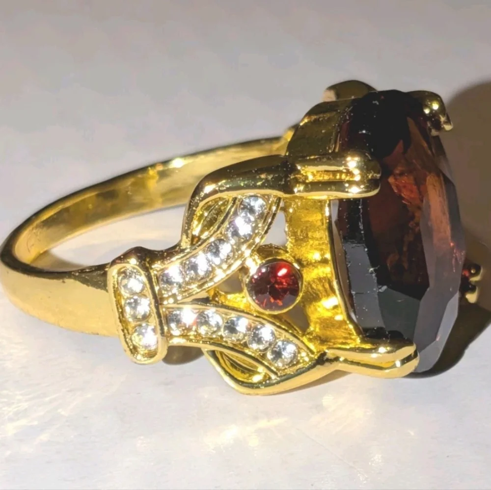 8ct Large Lab Created Deep Red Sparkling Gemstone Cocktail Ring For Women Sz 13